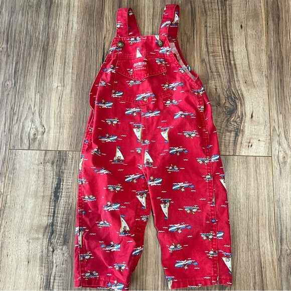 OshKosh B’Gosh Vintage Toddler Red Boat Overalls - Picture 1 of 6